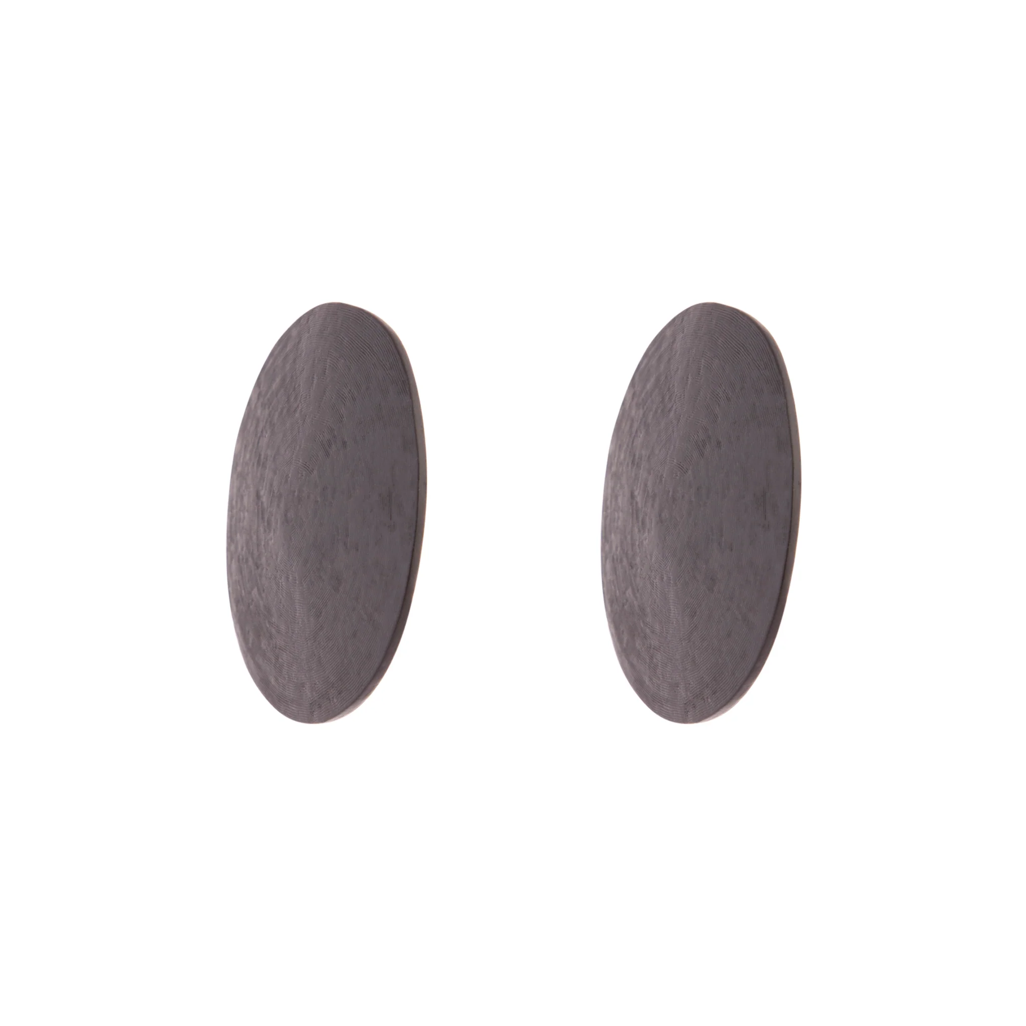 Black Round Textured Earrings - Image 3