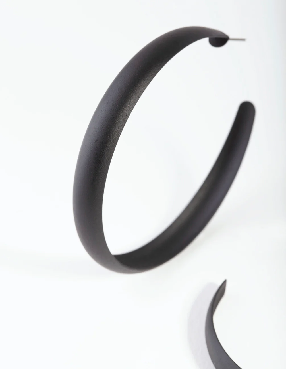 Black Coated Metal Hoop Earrings - Image 2