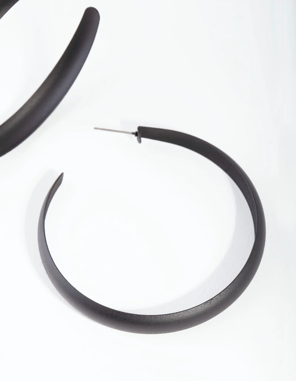 Black Coated Metal Hoop Earrings - Image 3