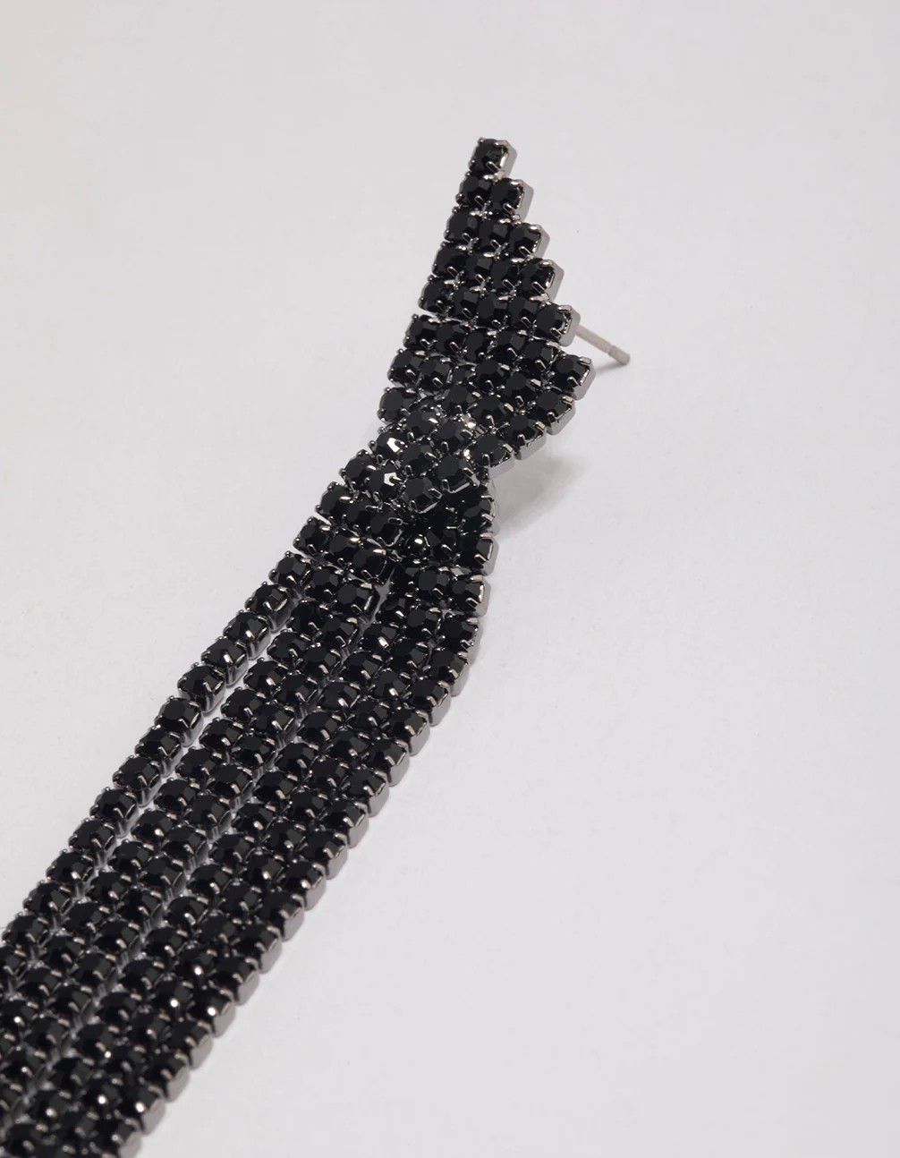 Coated Black Statement Strand Twist Drop Earrings - Image 2