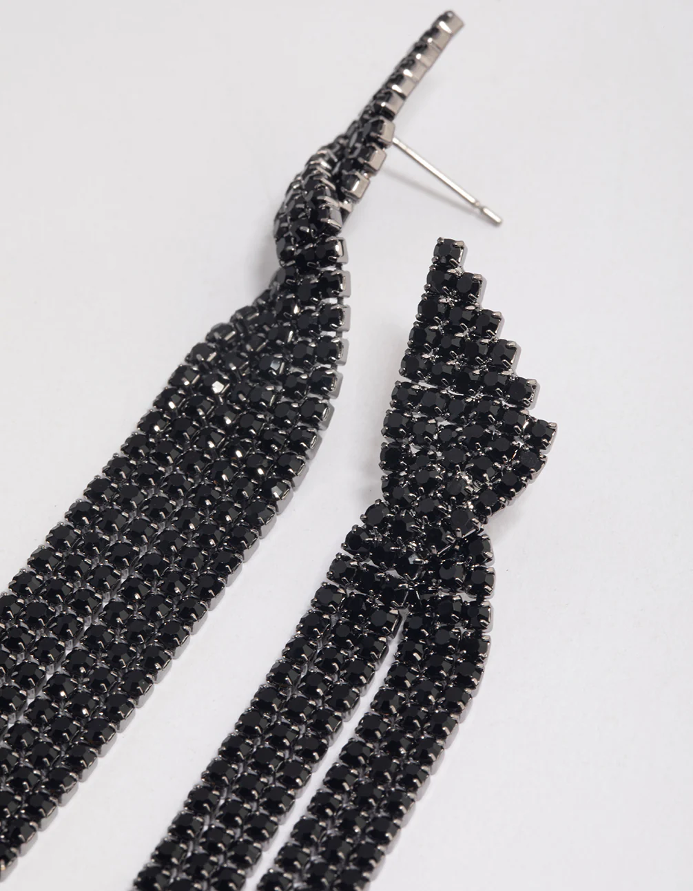 Coated Black Statement Strand Twist Drop Earrings - Image 3