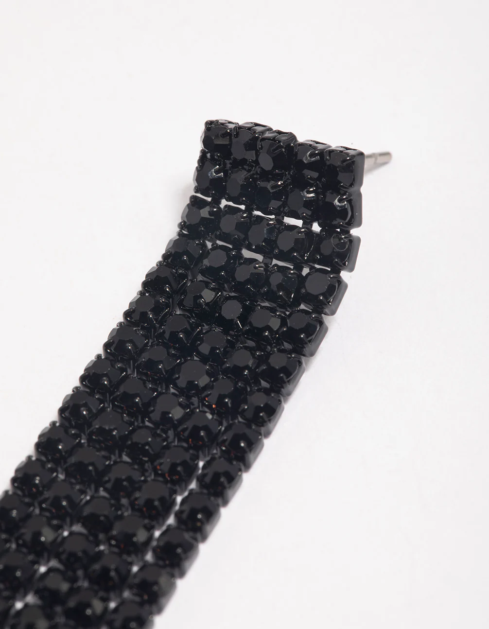 Coated Black Straight Five Strand Drop Earrings - Image 2