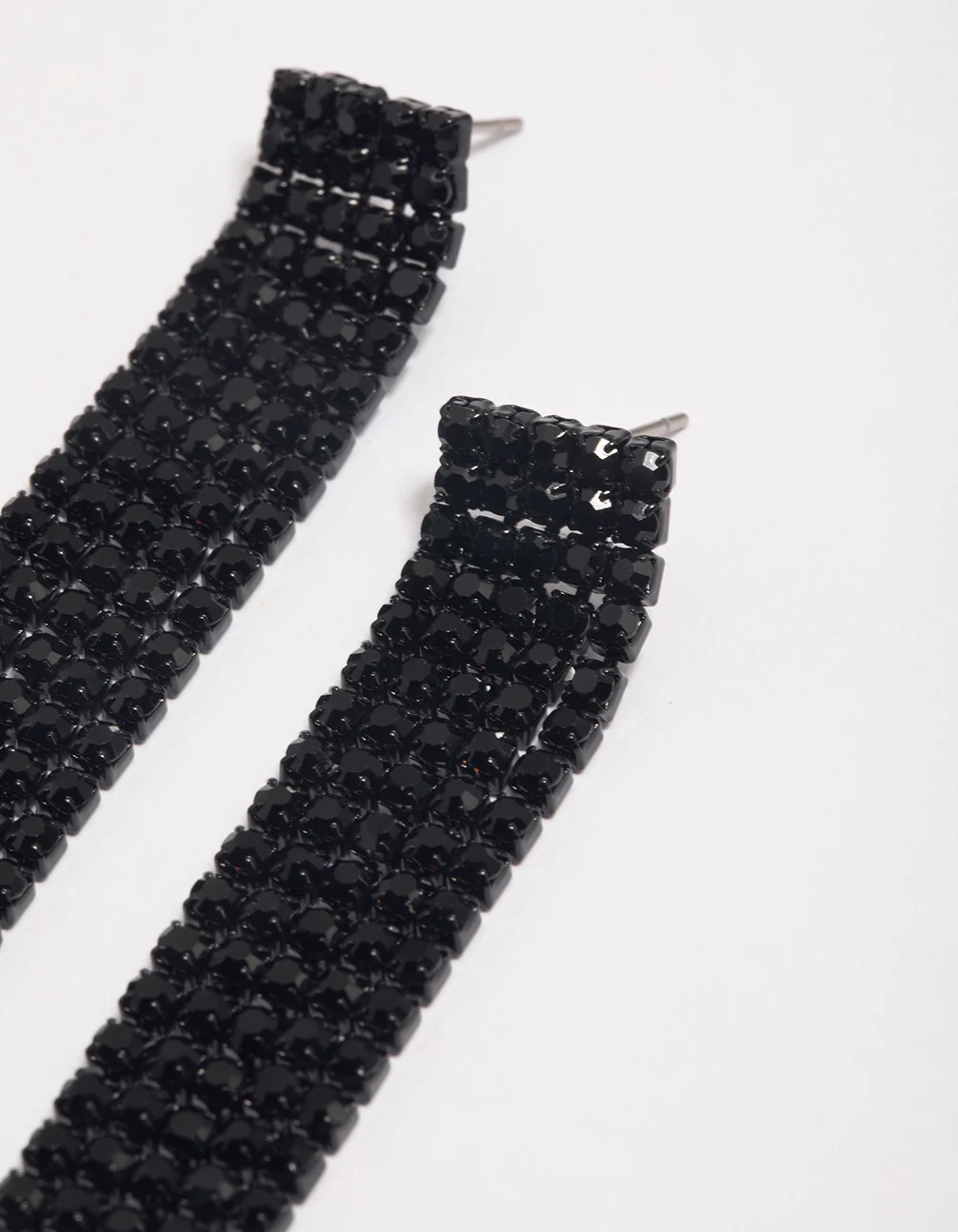 Coated Black Straight Five Strand Drop Earrings - Image 3