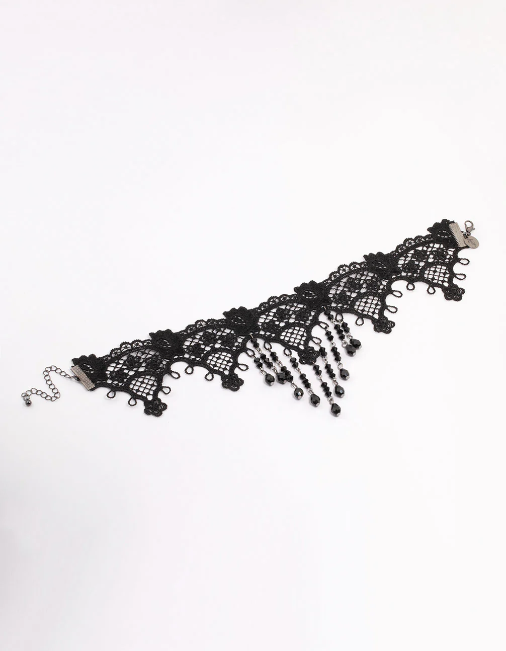 Black Crochet Lace Beaded Choker - Image 2