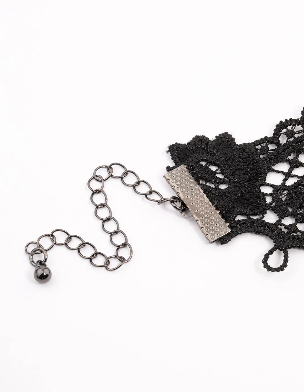 Black Crochet Lace Beaded Choker - Image 3