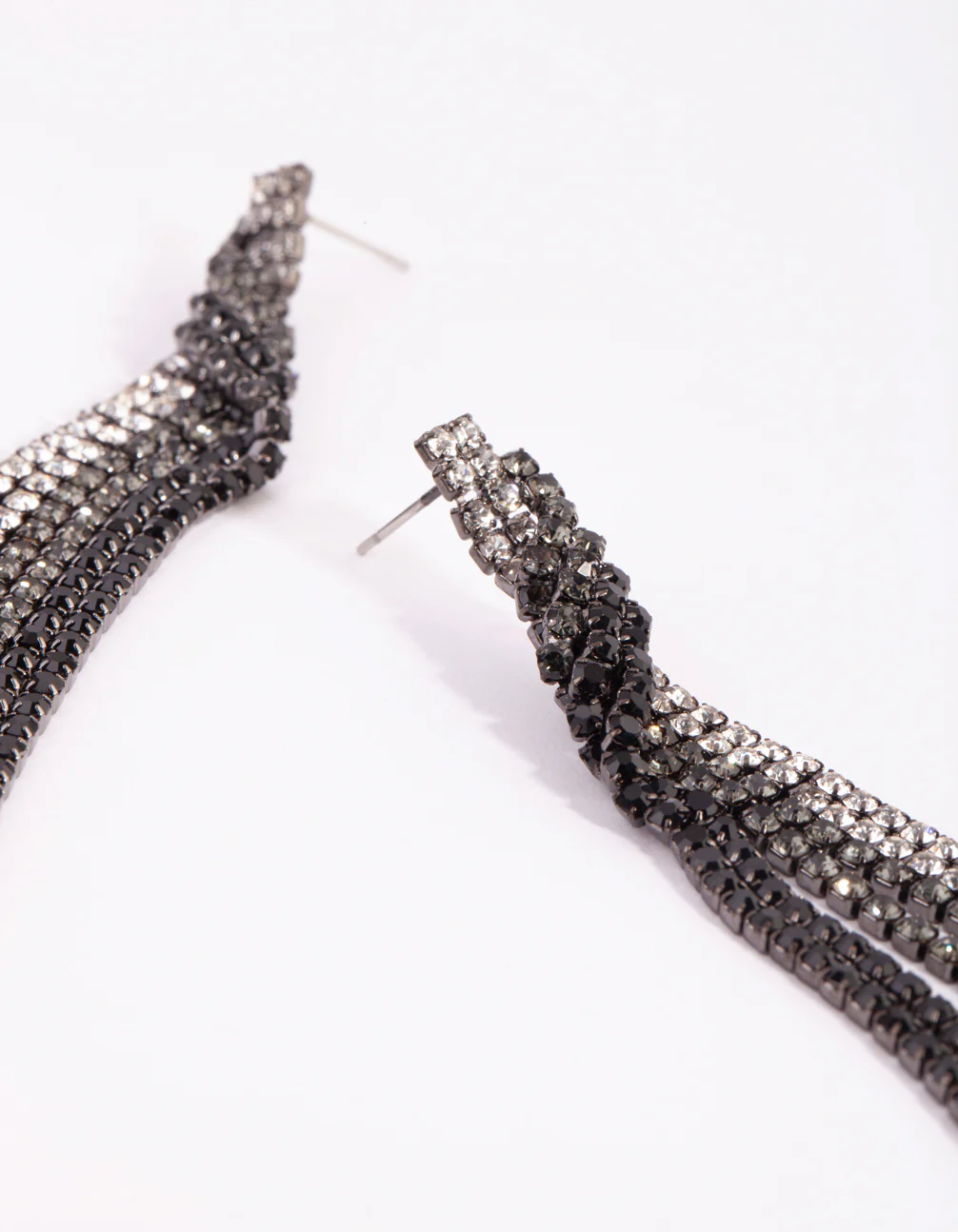 Gunmetal Diamante Drop Earrings - Image 3