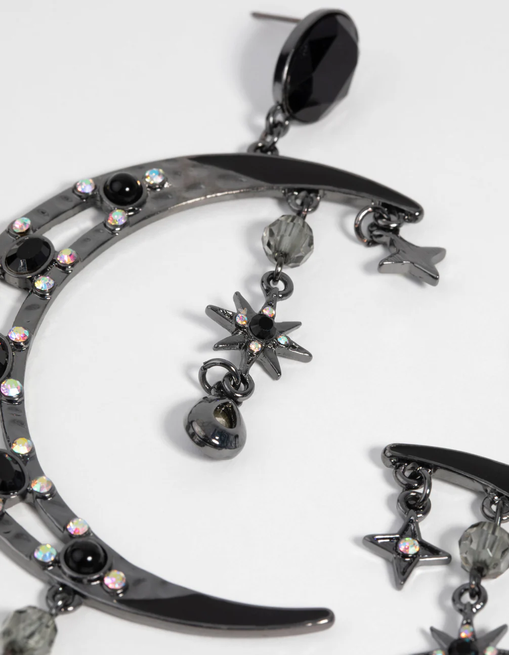 Gunmetal Moon Statement Earrings - Image 3