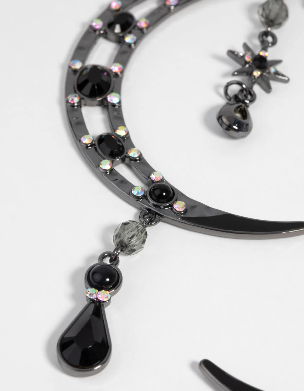 Gunmetal Moon Statement Earrings - Image 4