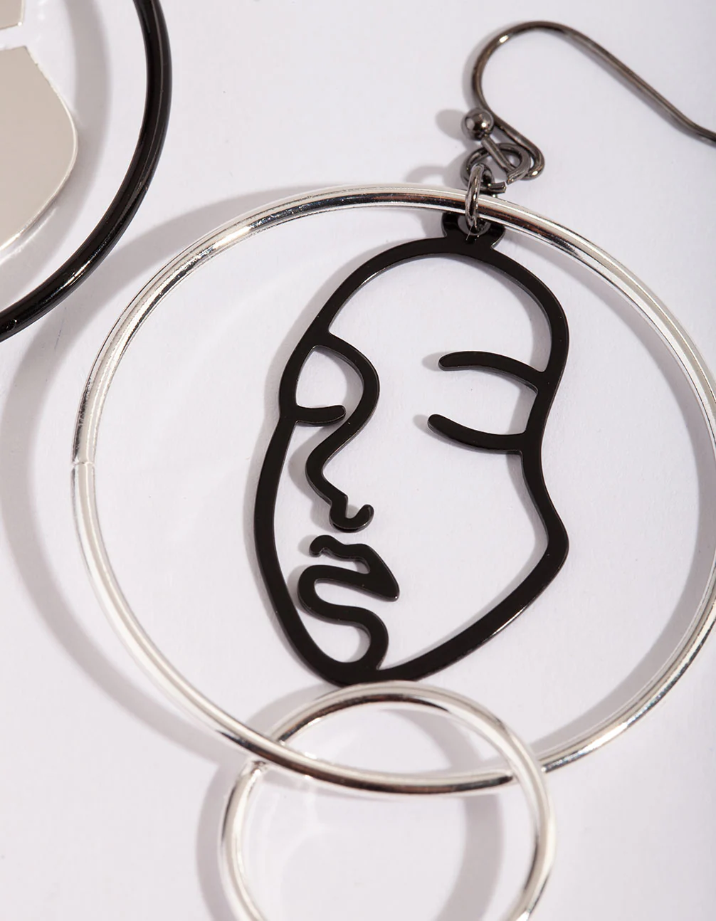 Mixed Metal Face Earrings - Image 2