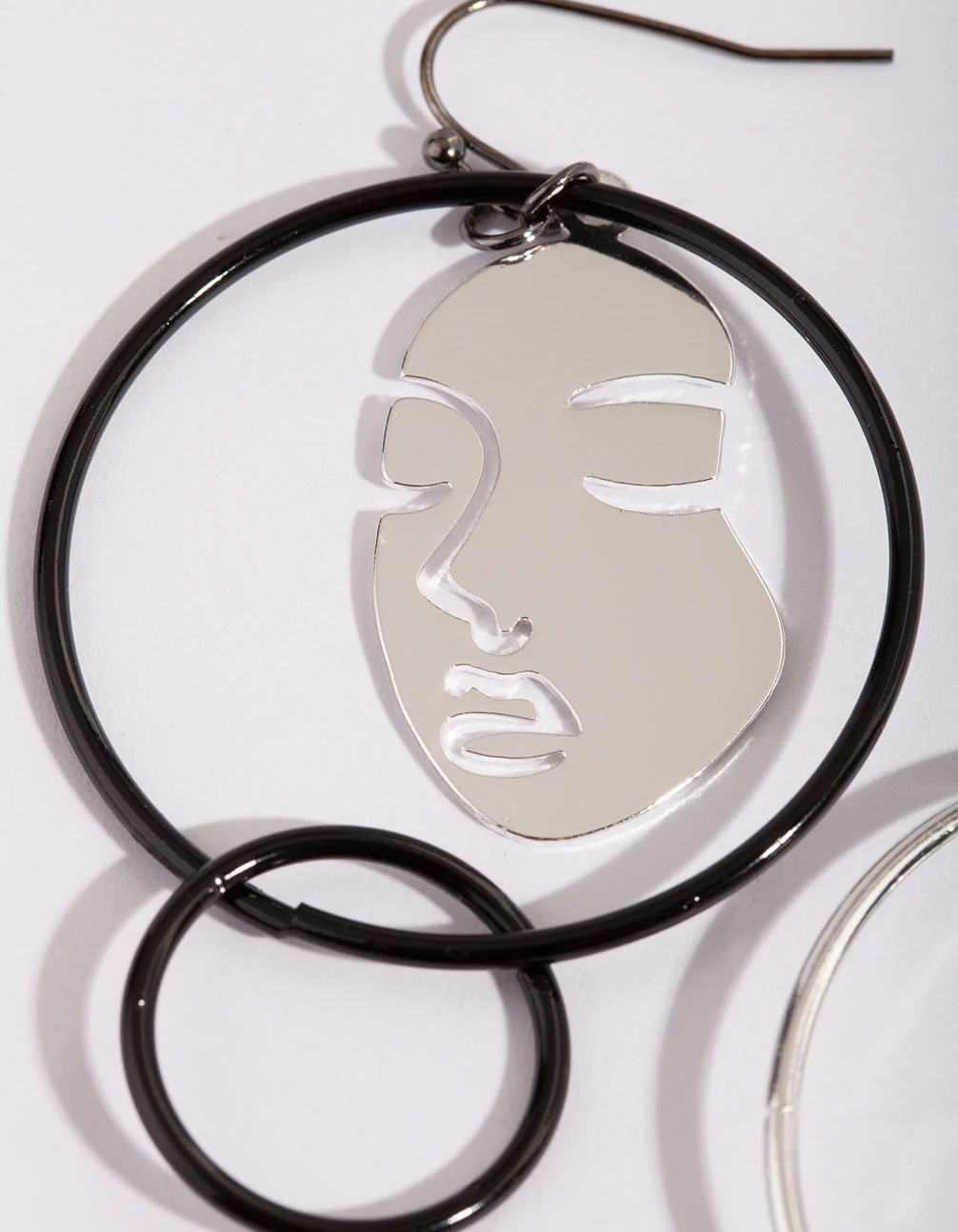 Mixed Metal Face Earrings - Image 3