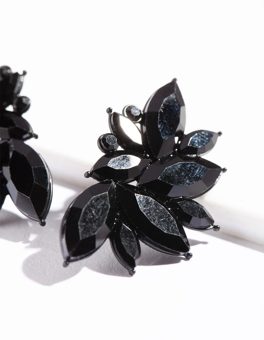 Black Navette Statement Stud Earrings - Image 2