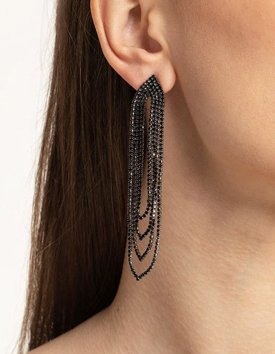 Silver Oval Cupchain Drop Earrings - Image 2