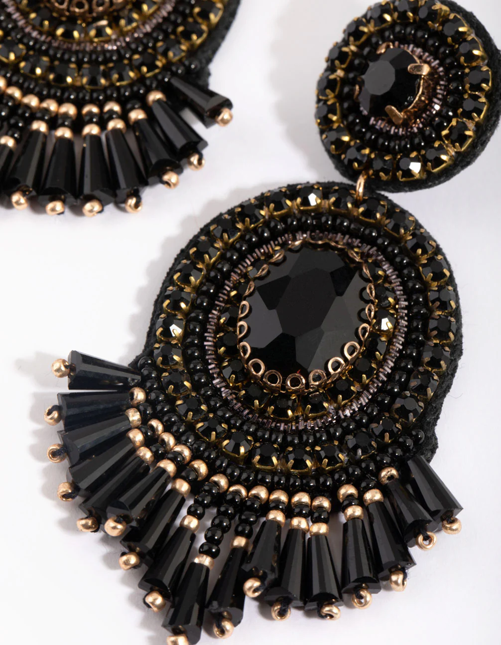 Black Beaded Drop Earrings - Image 3