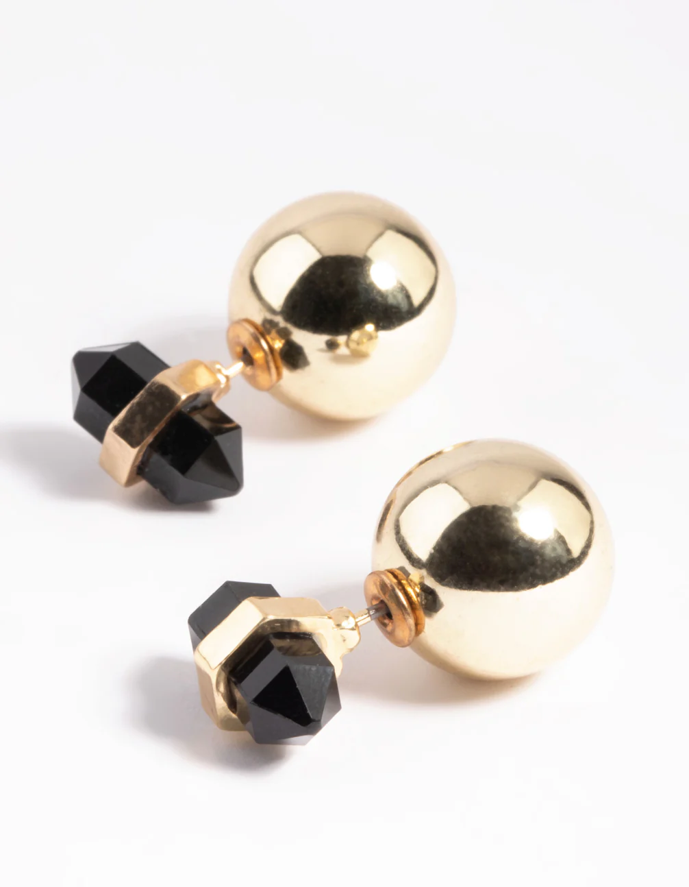Gold & Black Sandwich Stud Earrings - Image 3