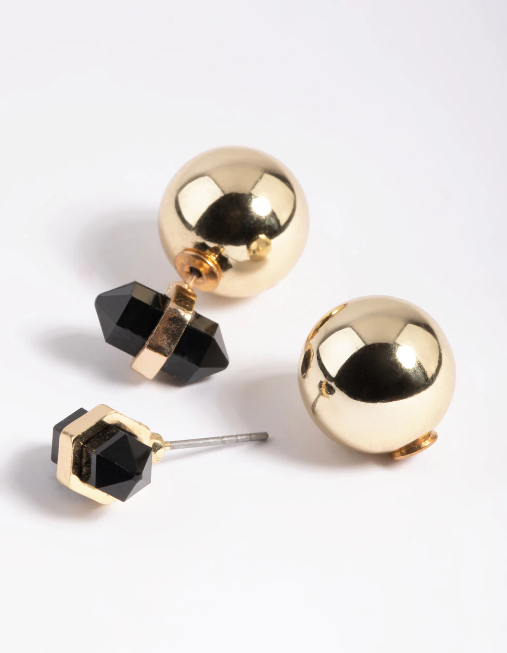 Gold & Black Sandwich Stud Earrings - Image 4