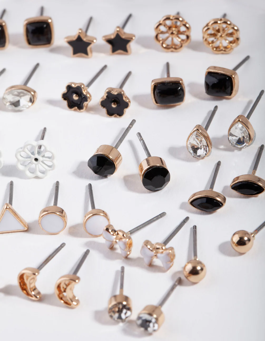 Gold & Dark Feminine Stud Earring 16-Pack - Image 3