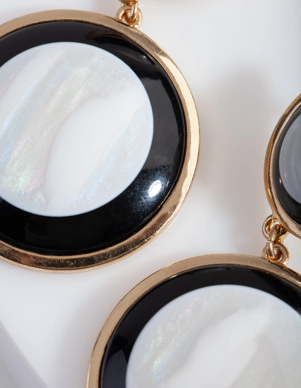 Gold Double Circle Shell Earrings - Image 3