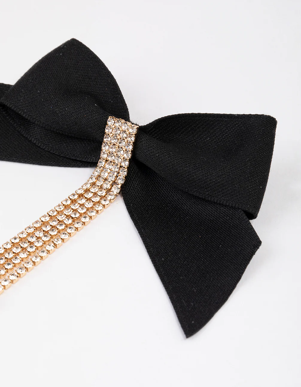 Gold Diamante Statement Bow Drop Earrings - Image 3