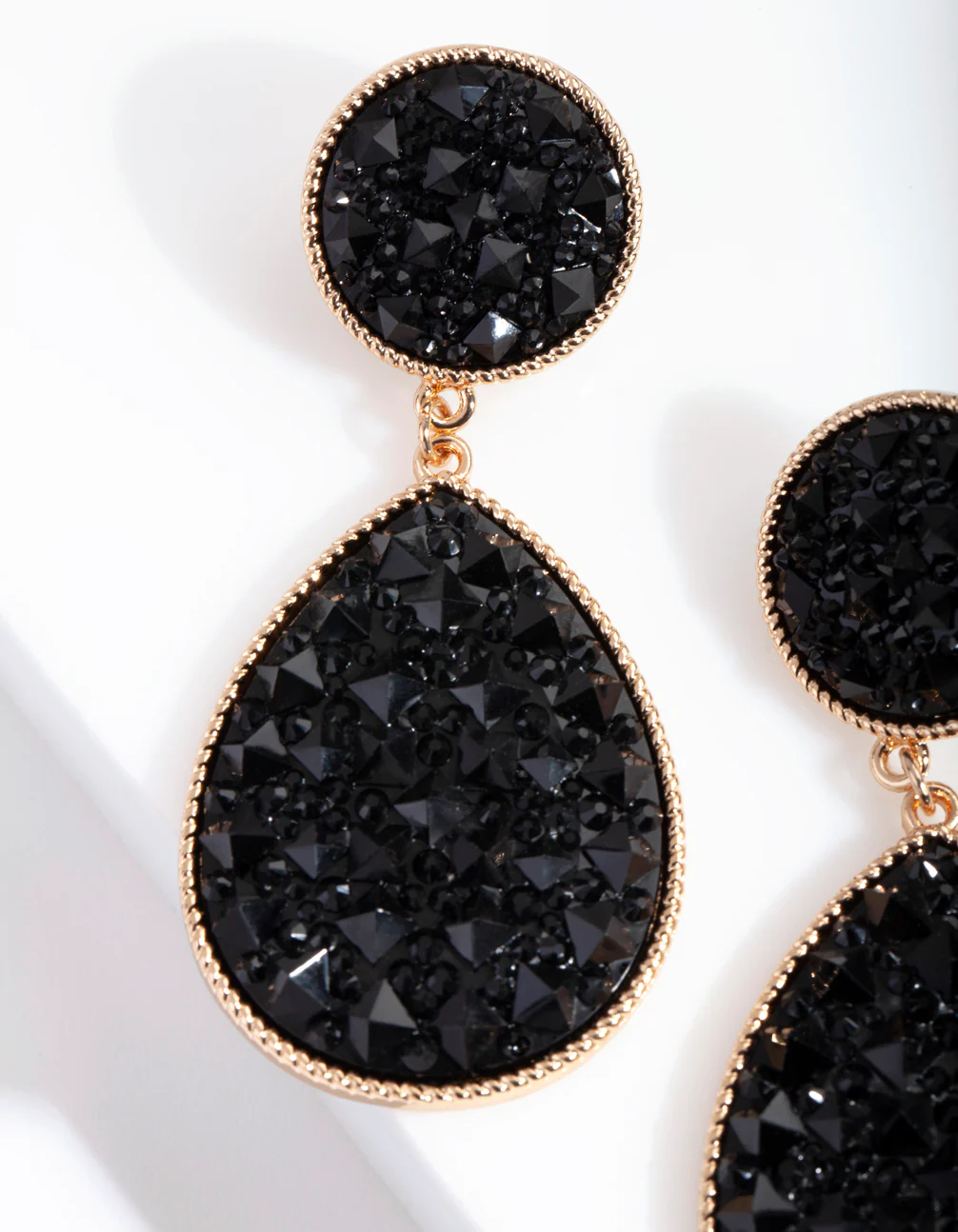 Black Embellished Teardrop Earrings - Image 4