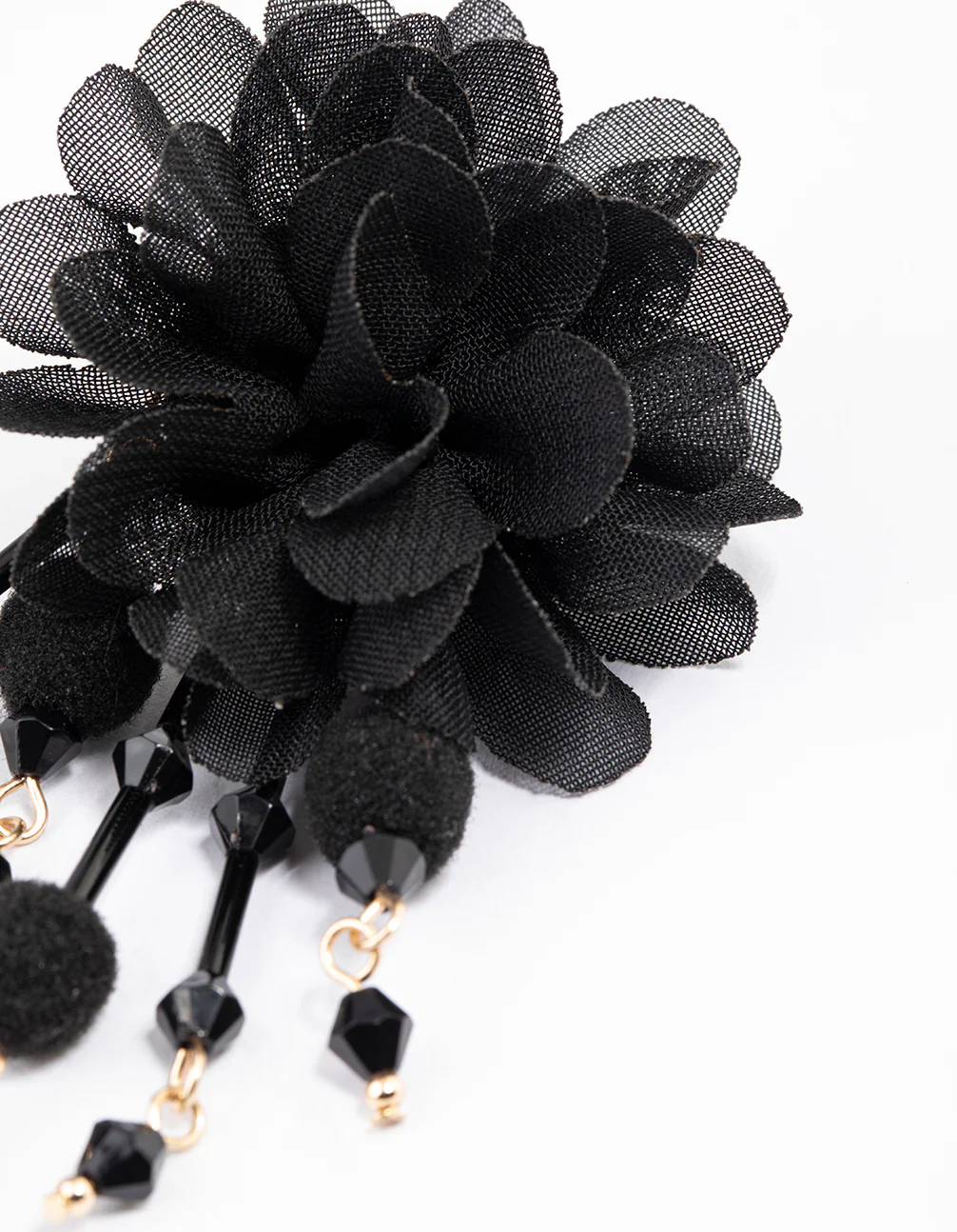 Gold Flower Statement Fabric Earrings - Image 3