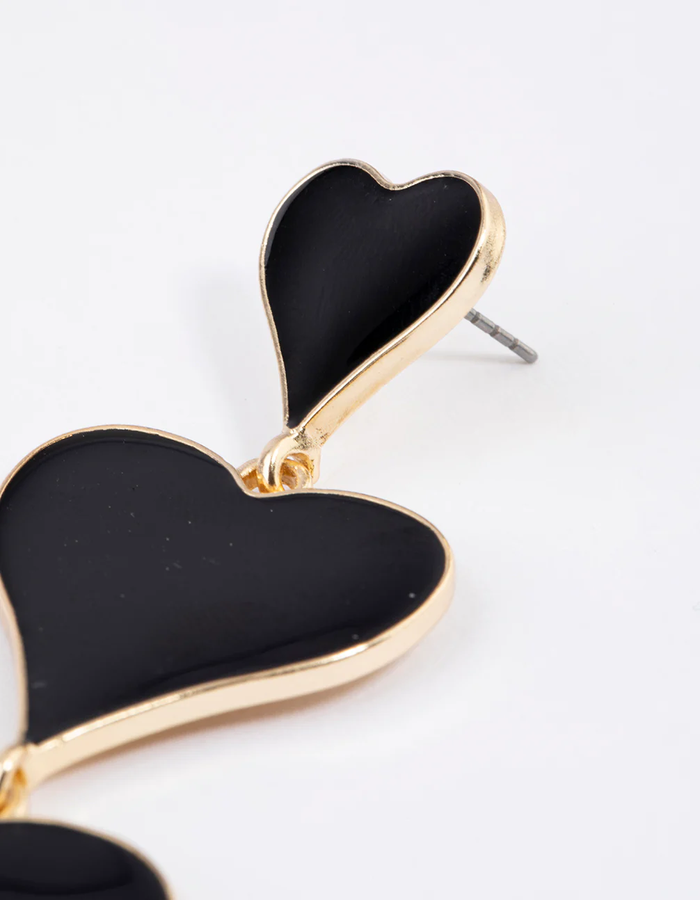Gold Graduated Triple Heart Drop Earrings - Image 3
