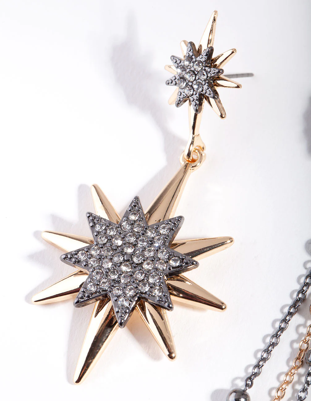 Gold & Black Mismatch Celestial Earrings - Image 2