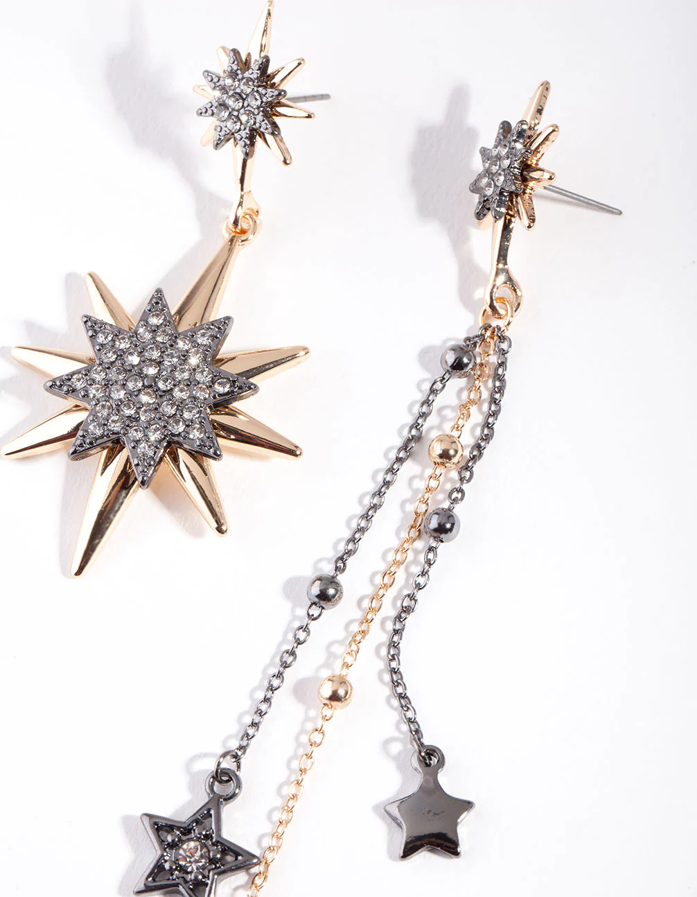 Gold & Black Mismatch Celestial Earrings - Image 3