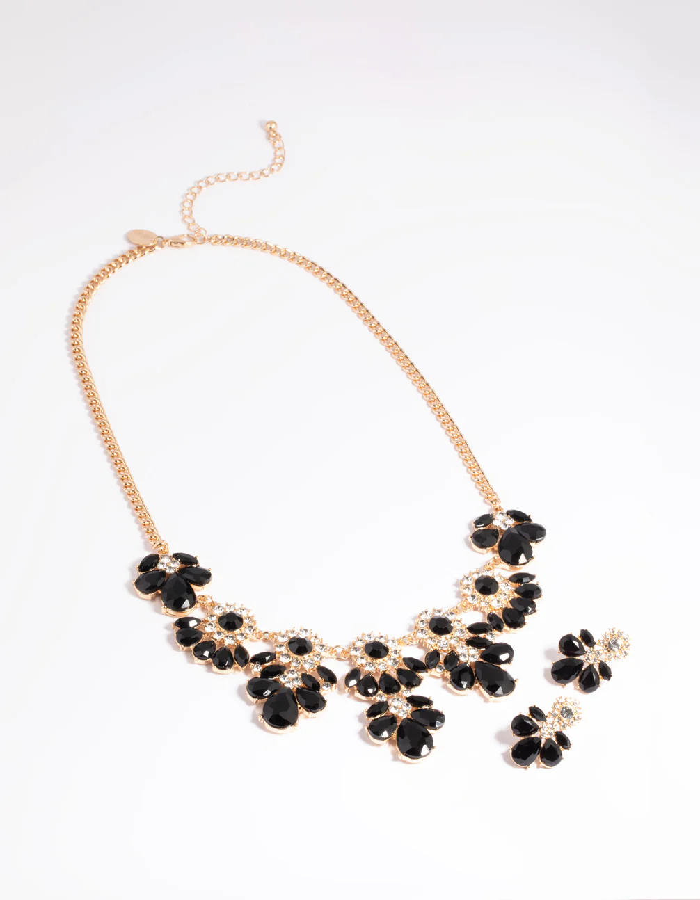 Black Mixed Stone Necklace & Earrings Set - Image 4