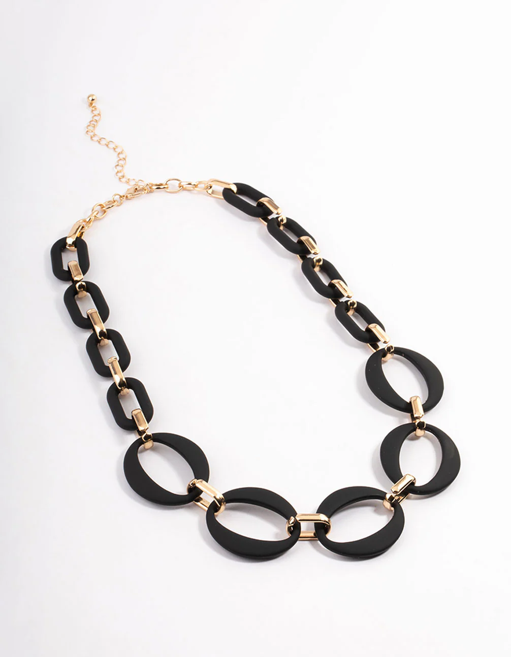 Black Mixed Oval Link Necklace - Image 2