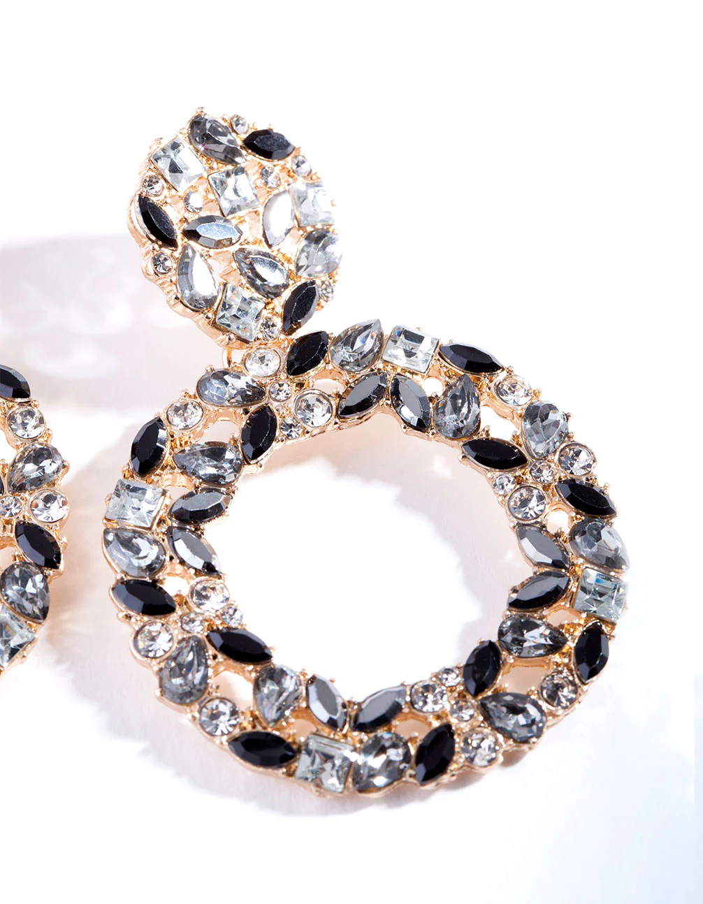 Gold Mixed Gem Statement Earrings - Image 2
