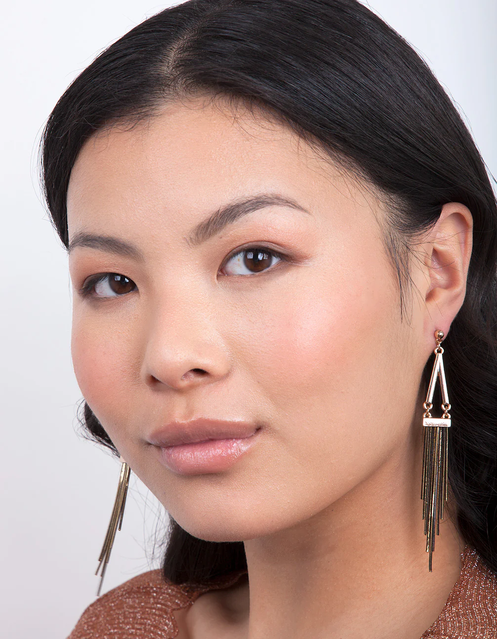 Black Gold Chain Earrings - Image 2