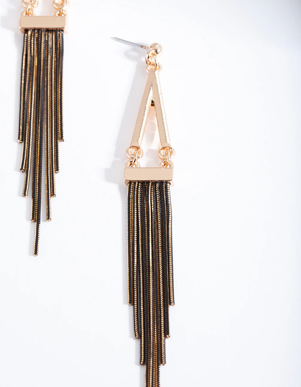 Black Gold Chain Earrings - Image 4