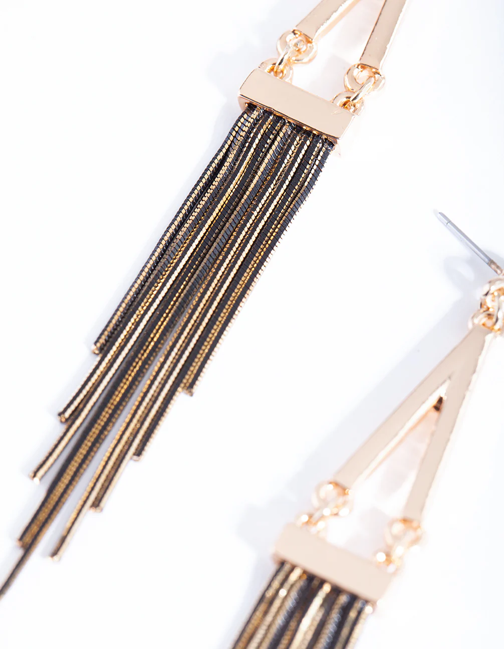 Black Gold Chain Earrings - Image 5