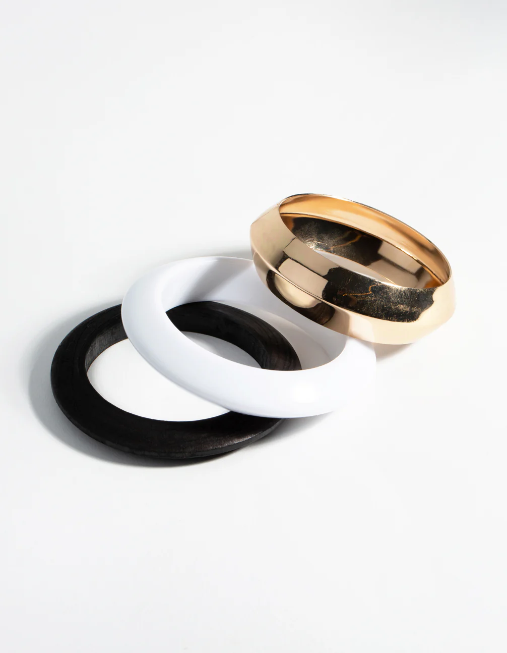 Gold Wood Thick Bangle Pack Bracelet - Image 2