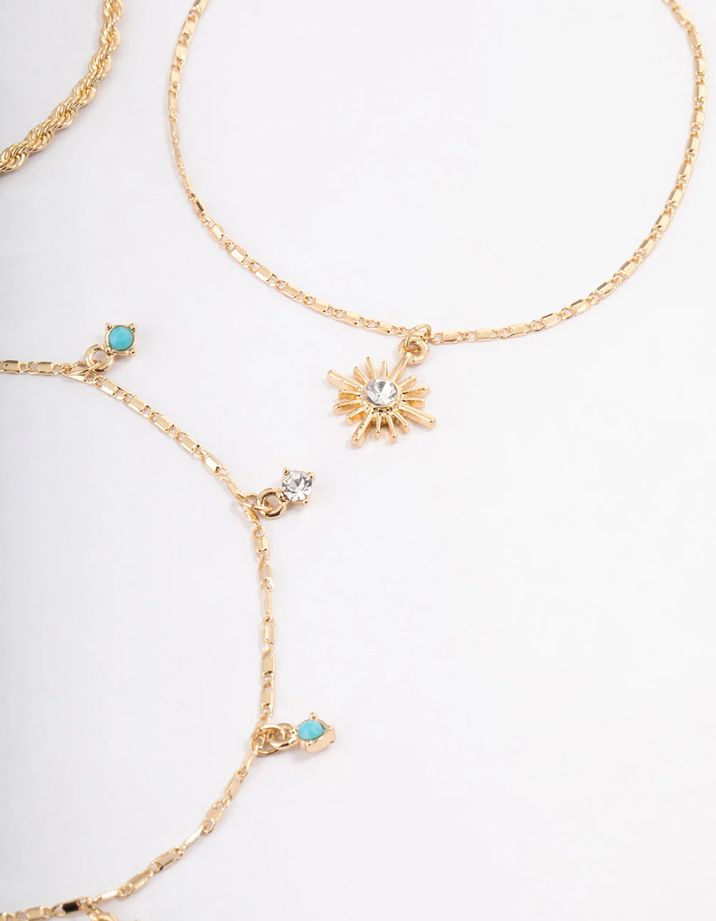Gold Diamante Celestial Anklet 5-Pack - Image 2