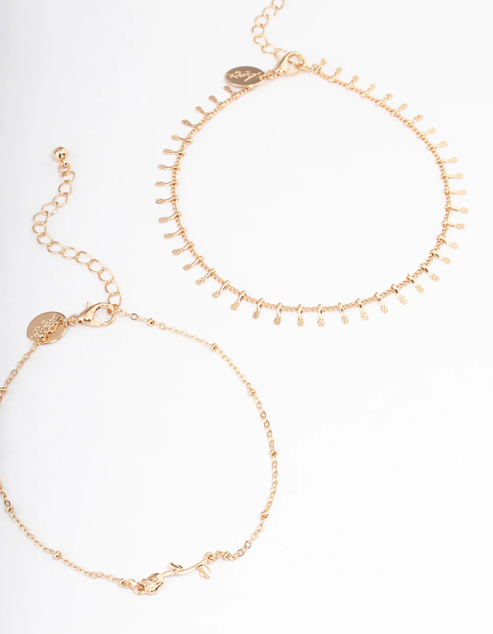 Gold Roses Bracelet & Anklet 4-Pack Set - Image 3