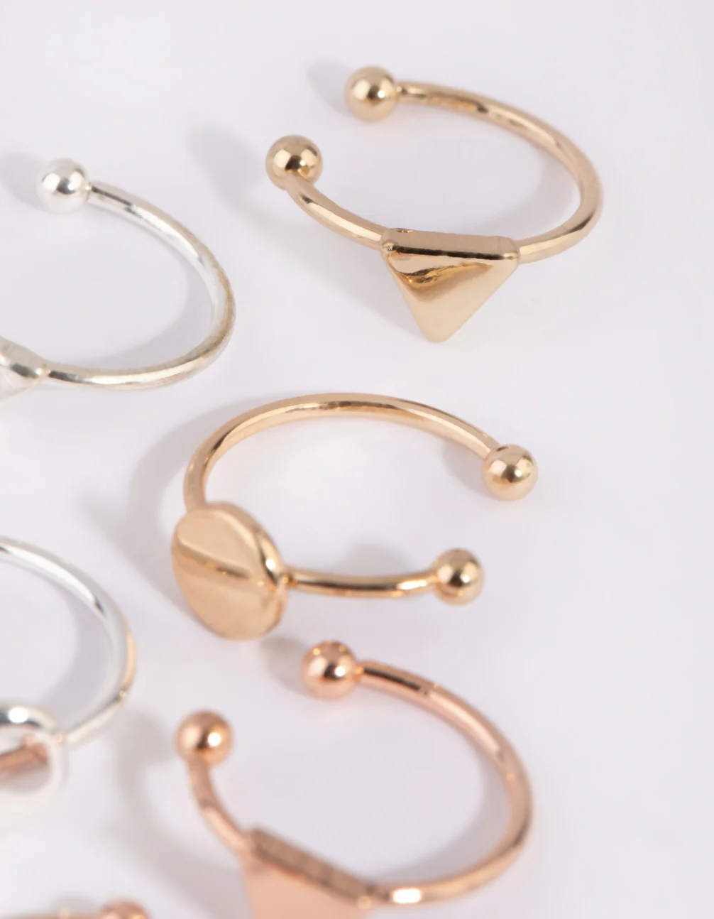Mixed Metal Geometric Faux Earring Pack - Image 2