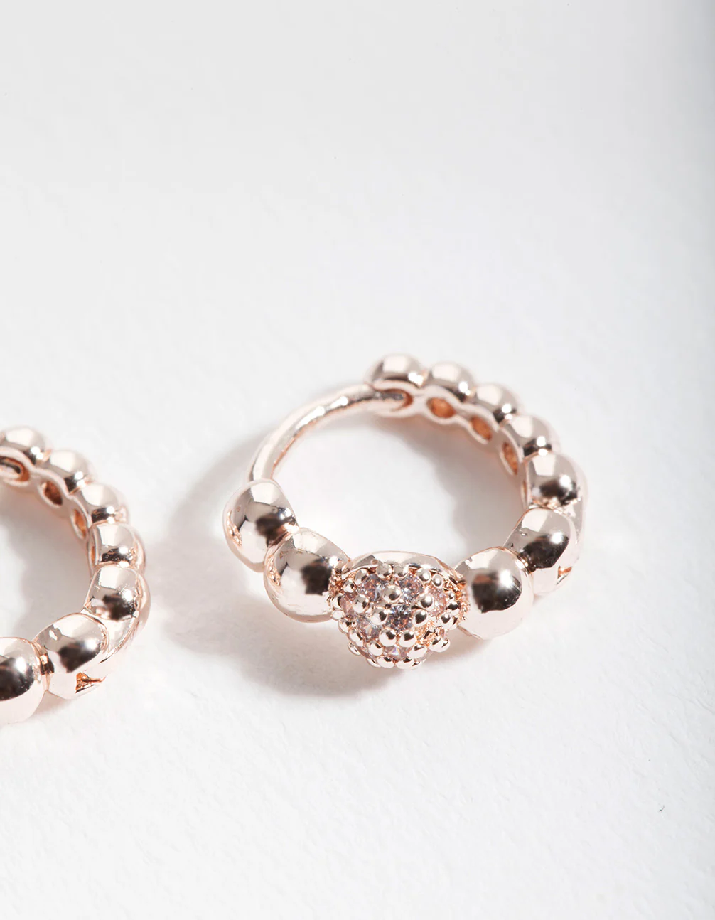 Rose Gold Diamante Bead Huggie Earrings - Image 2