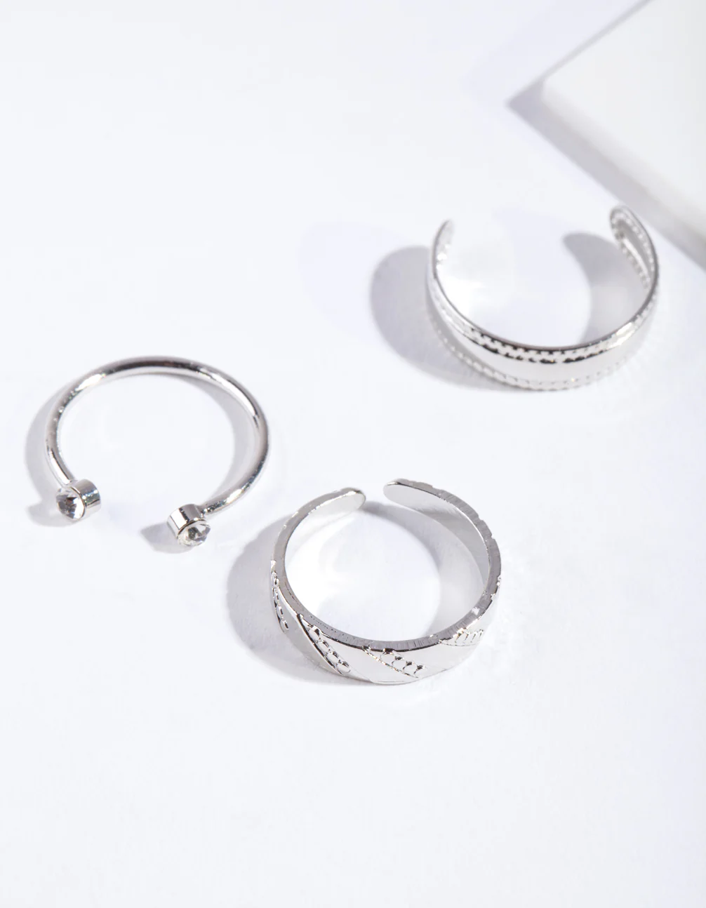 Rhodium Open Diamante Toe Ring Pack - Image 2