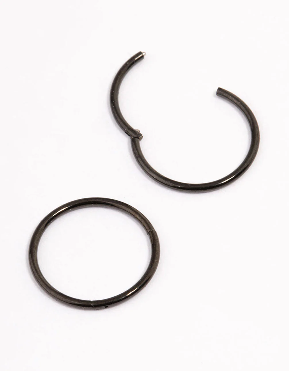 Black Coated Surgical Steel Fine Sleeper Earrings 10mm - Image 2
