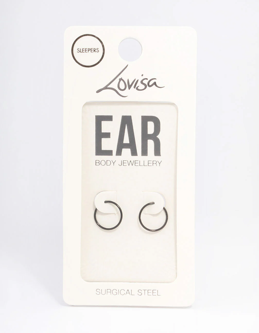 Black Coated Surgical Steel Fine Sleeper Earrings 10mm - Image 3