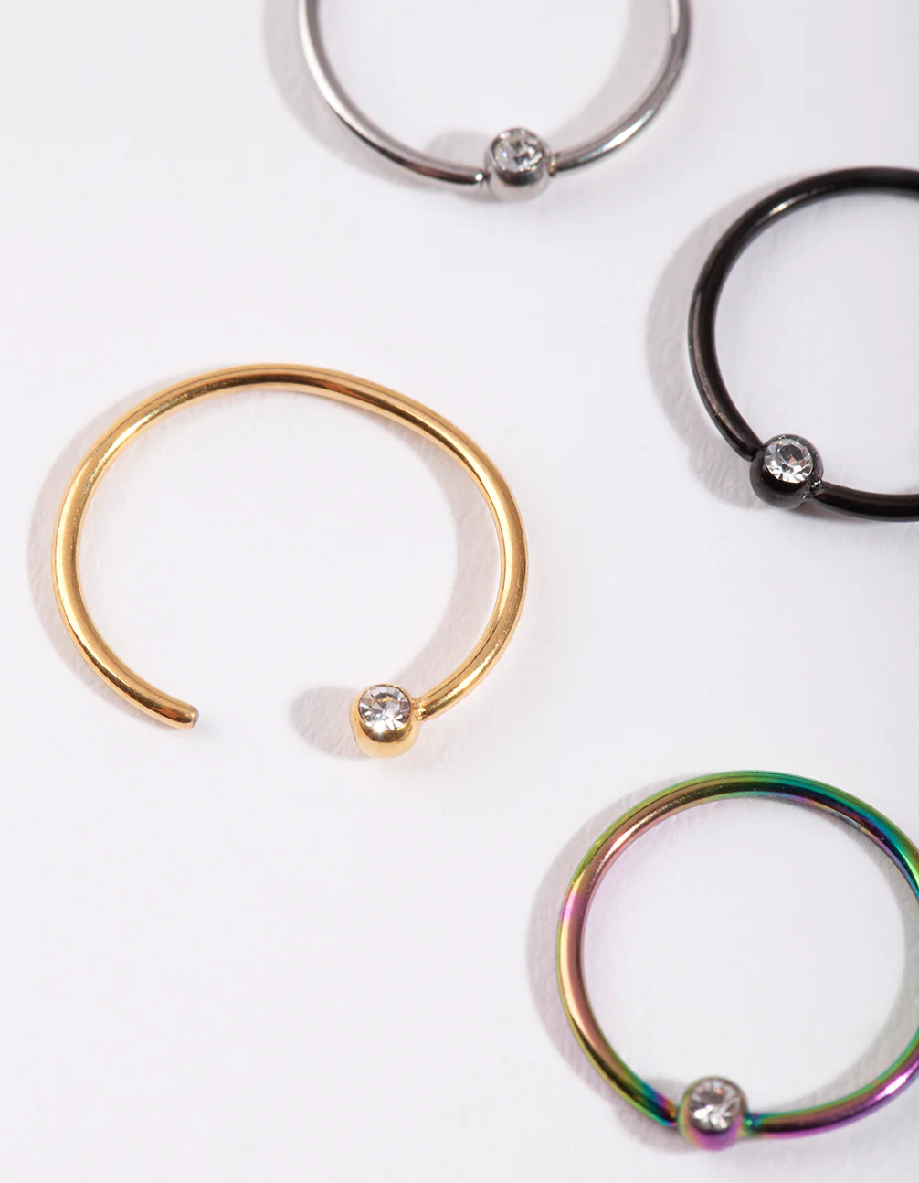 Mixed Metal Diamante Nose Ring 4-Pack - Image 2