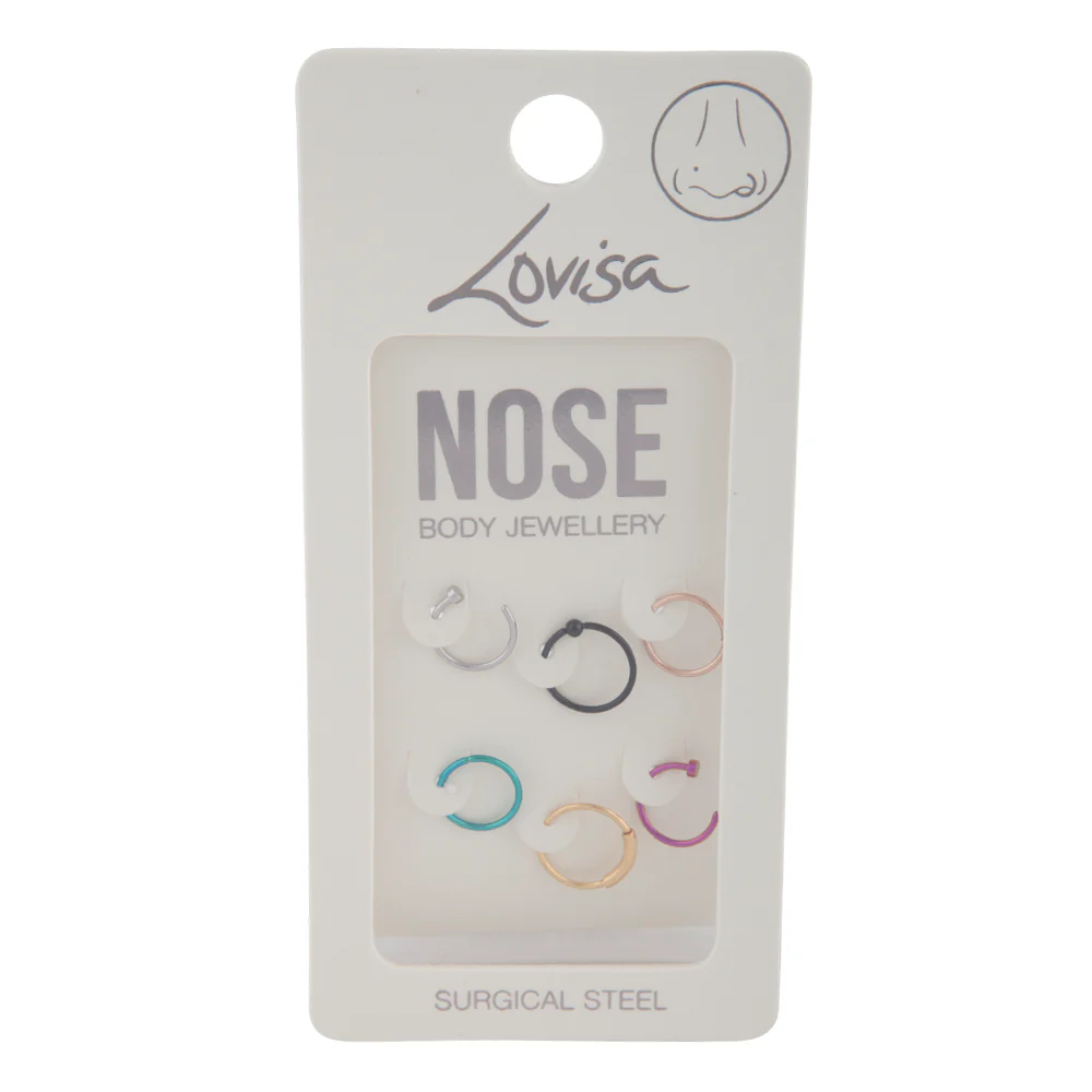Mixed Coated Metal Ball Ring Nose Ring 6-Pack - Image 2