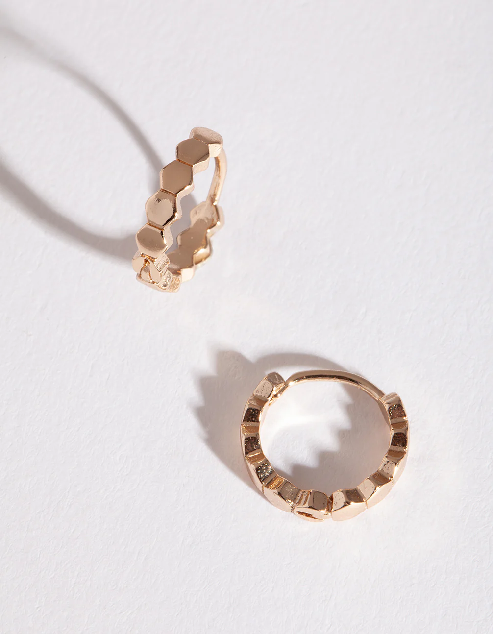 Gold Beehive Huggie Earrings - Image 2