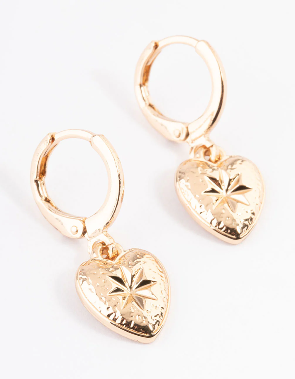 Gold Celestial Heart Huggie Earrings - Image 2