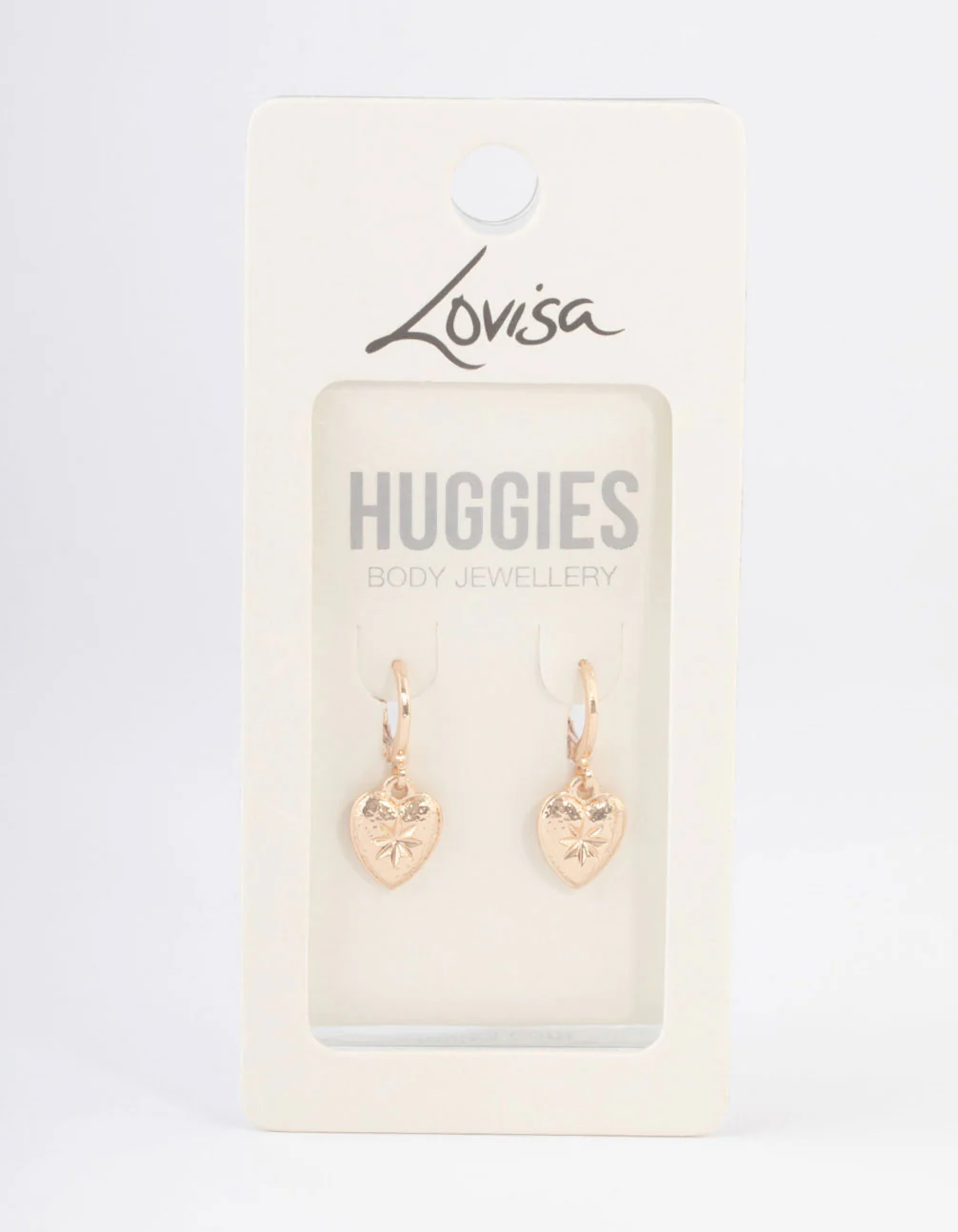 Gold Celestial Heart Huggie Earrings - Image 3