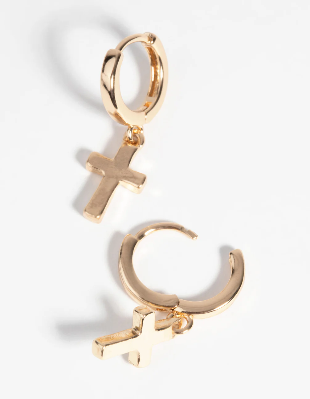 Gold Cross Huggie Hoop Earrings - Image 3