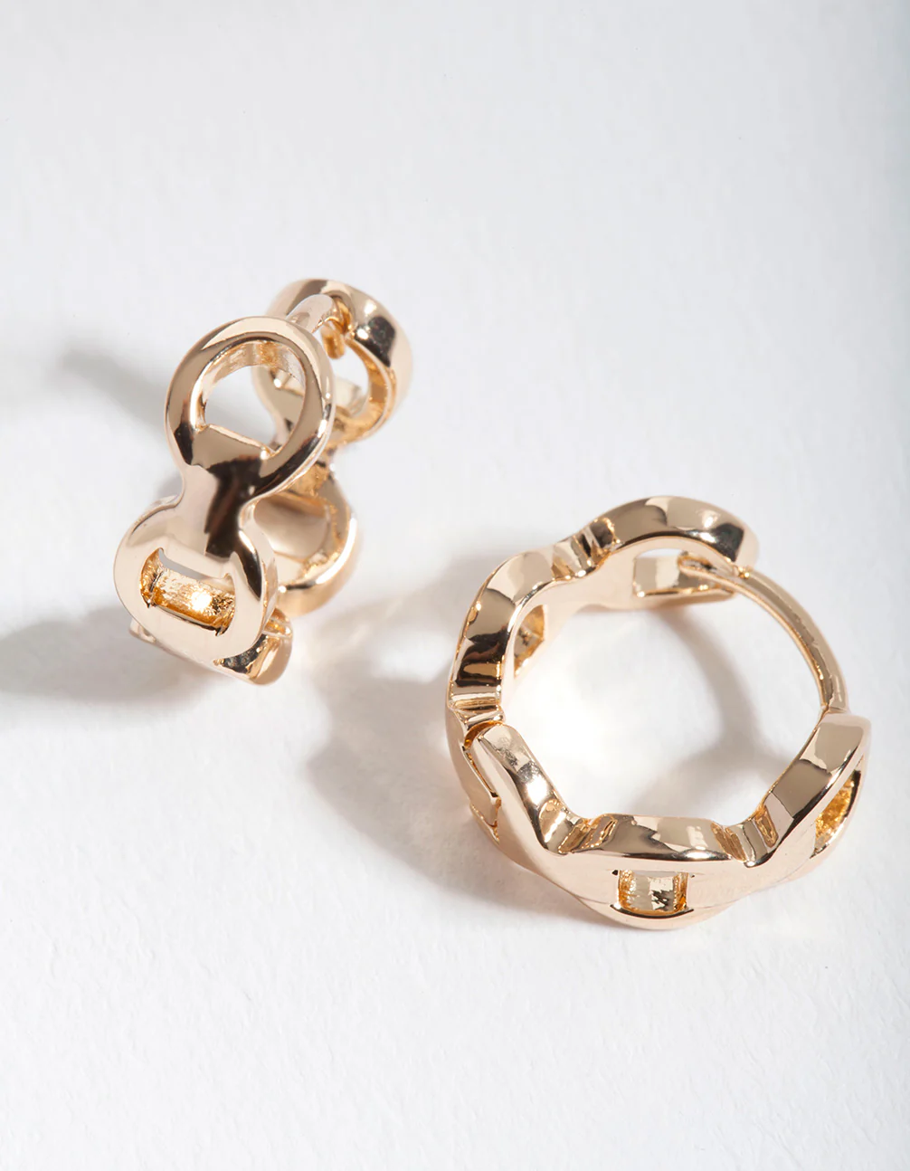 Gold Chain Huggie Earrings - Image 2