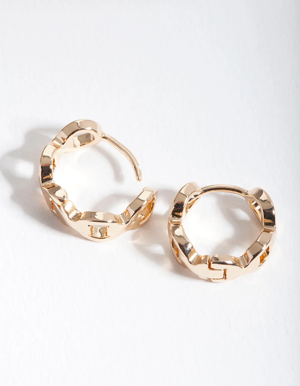 Gold Chain Huggie Earrings - Image 3