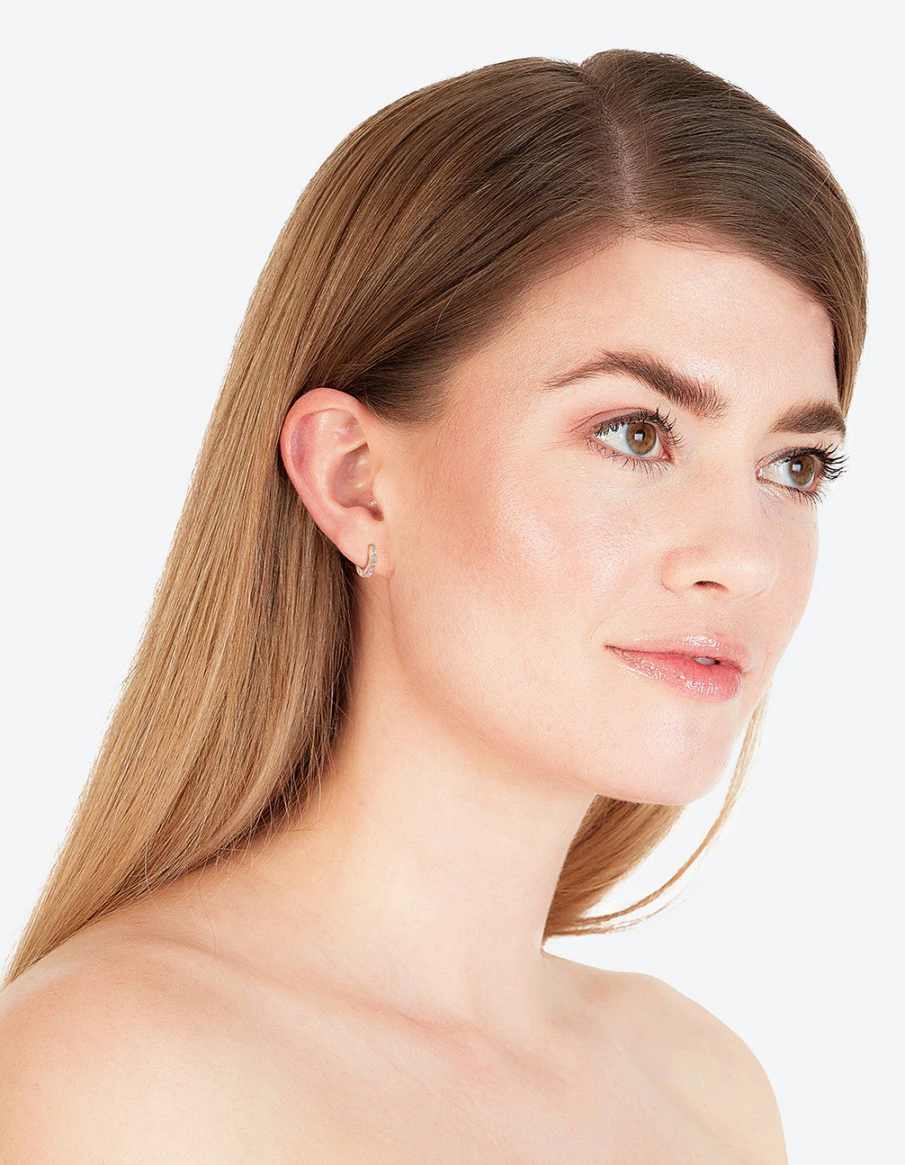 Gold Mini Diamante Huggie Earrings - Image 3